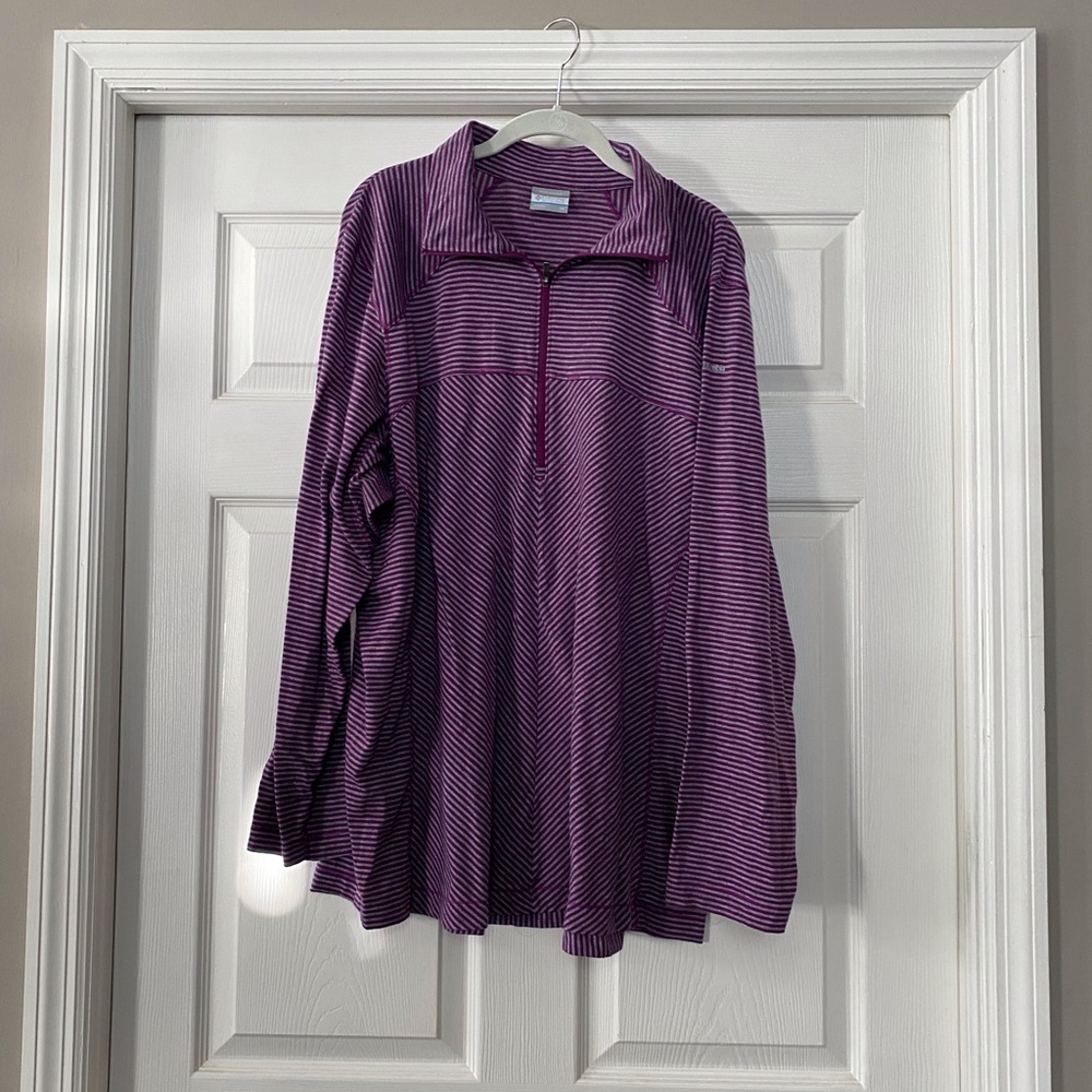 Columbia Purple and Gray Striped Shirt